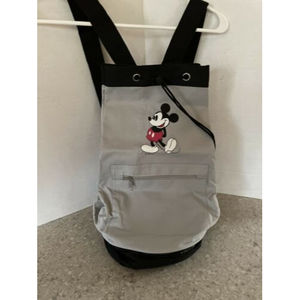 Disney Mickey Mouse Canvas Backpack Drawstring Bag Cooler Bottom Grey/Black NWOT